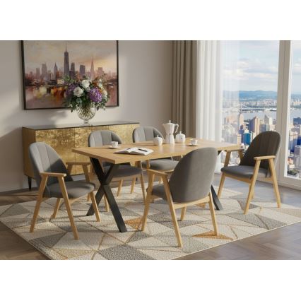 Επεκτεινόμενο τραπέζι τραπεζαρίας DOMO 150/190x80 cm δρυς craft/μαύρο