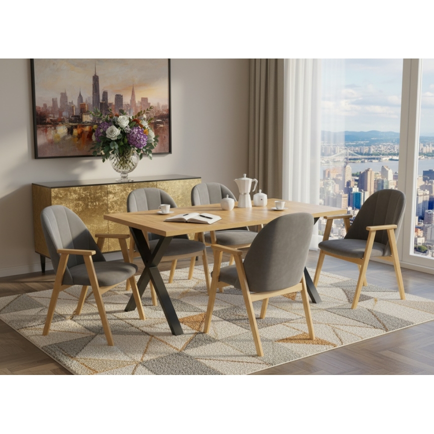 Επεκτεινόμενο τραπέζι τραπεζαρίας DOMO 150/190x80 cm δρυς craft/μαύρο