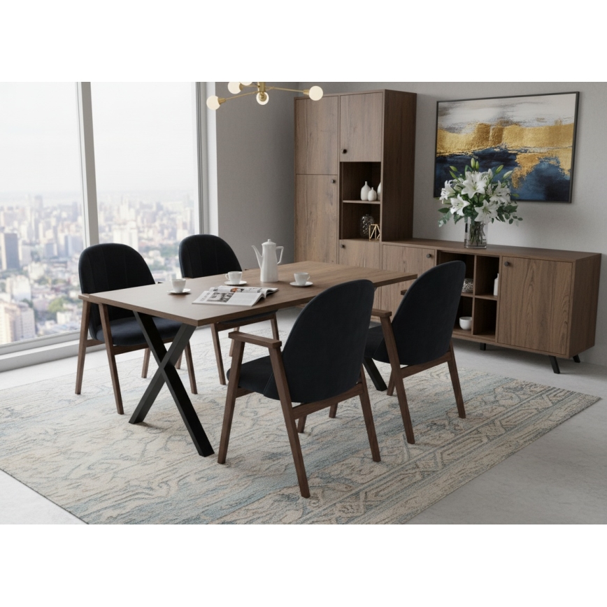 Επεκτεινόμενο τραπέζι τραπεζαρίας DOMO 150/190x80 cm δρυς Lefkas/μαύρο
