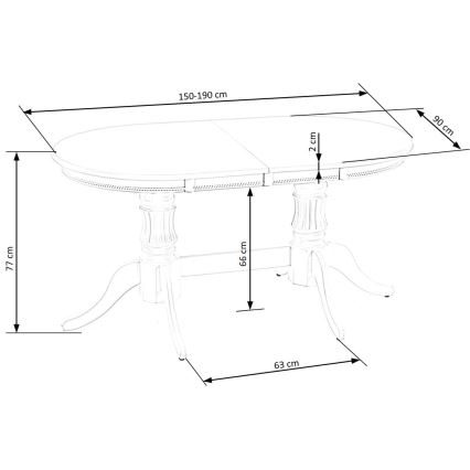 Επεκτεινόμενο τραπέζι τραπεζαρίας FUERTE 150/190x90 cm λευκό