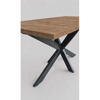 Επεκτεινόμενο τραπέζι τραπεζαρίας SAMLE 150/190x80 cm, φινίρισμα δρυς Lefkas/μαύρο