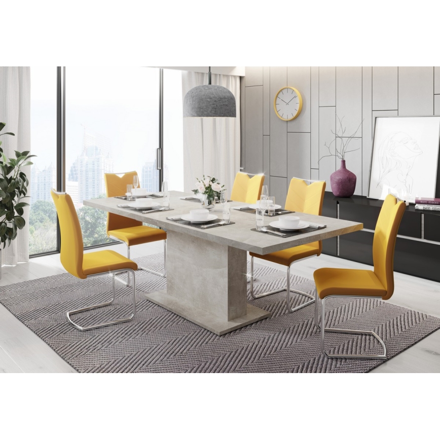 Επεκτεινόμενο τραπέζι τραπεζαρίας STRAP, γκρι όψη σκυροδέματος