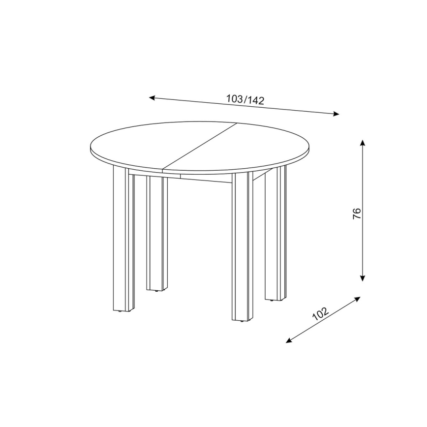 Επεκτεινόμενο τραπέζι τραπεζαρίας WILY, σε απόχρωση Artisan δρυός/μαύρο