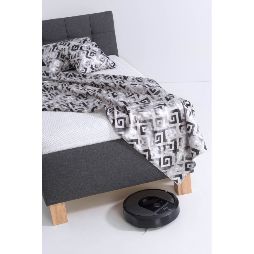 Επενδεδυμένο κρεβάτι MARIA ONE 90x200 cm με αποθηκευτικό χώρο, χωρίς στρώμα, γκρι