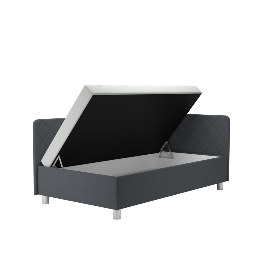 Επενδεδυμένο κρεβάτι με αποθηκευτικό χώρο και στρώμα EMILE 110x200 cm γκρι