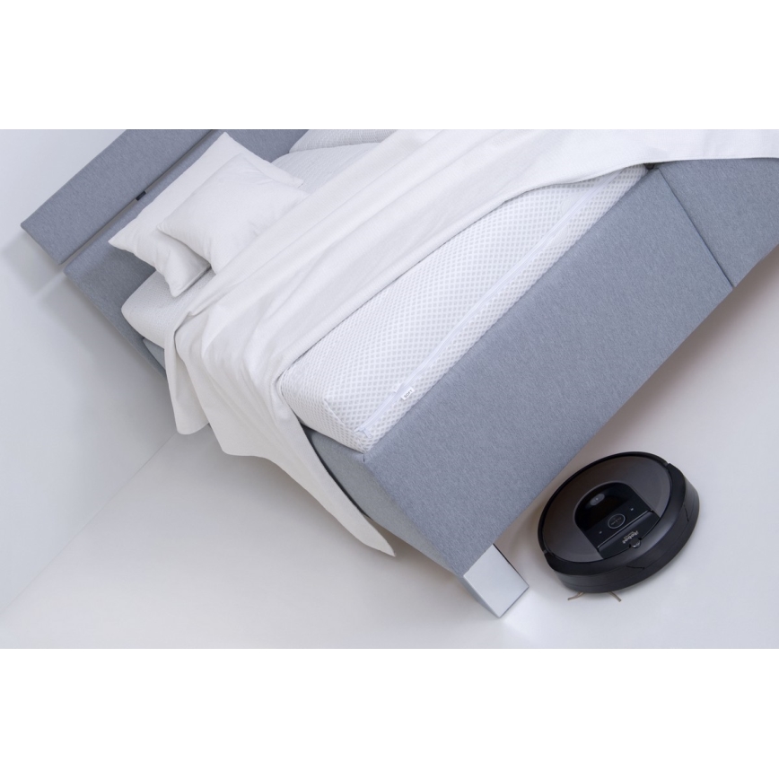 Επενδεδυμένο κρεβάτι με στρώμα και αποθηκευτικό χώρο ALIS 180x200 cm ανοιχτό γκρι