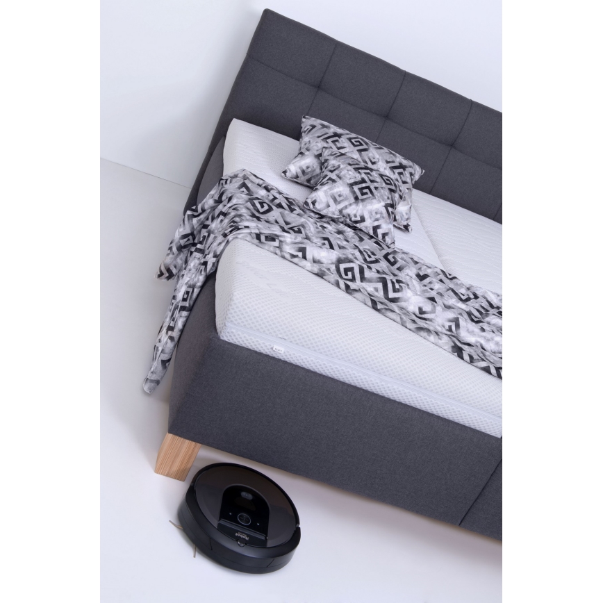 Επενδυμένο κρεβάτι MARIA 160x200 cm με στρώμα και αποθηκευτικό χώρο γκρι