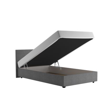 Επενδυμένο κρεβάτι με αποθηκευτικό χώρο και στρώμα DARIA 120x200 cm γκρι