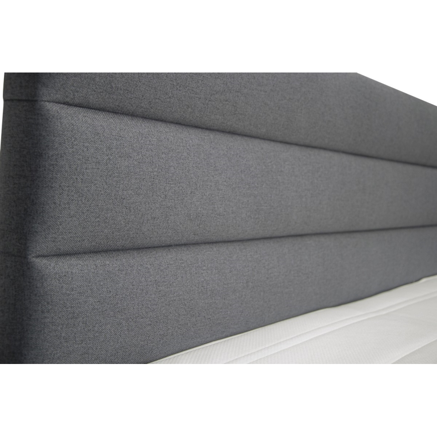 Ταπετσαρισμένο κρεβάτι NEW BOLERO 160x200 cm με αποθηκευτικό χώρο και στρώματα με topper, γκρι
