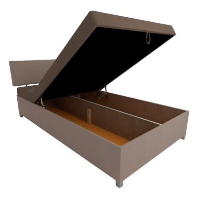 Επενδυμένο κρεβάτι-καναπές DALLAS 108x205 cm με ρυθμιζόμενη θέση και αποθηκευτικό χώρο, καφέ/σκούρο καφέ