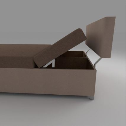 Επενδυμένο κρεβάτι-καναπές DALLAS 108x205 cm με ρυθμιζόμενη θέση και αποθηκευτικό χώρο, καφέ/σκούρο καφέ