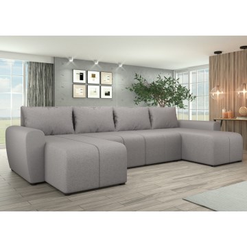 Επενδυμένος, πολυμορφικός γωνιακός καναπές-κρεβάτι σε σχήμα U NEWPORT, γκρι
