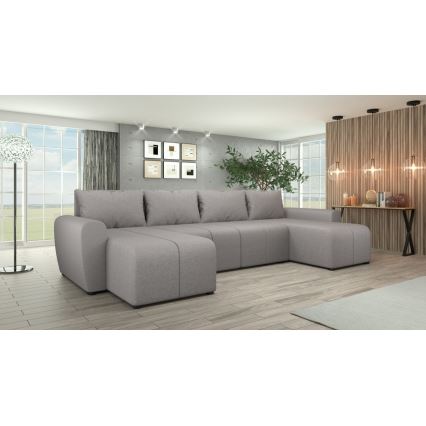 Επενδυμένος, πολυμορφικός γωνιακός καναπές-κρεβάτι σε σχήμα U NEWPORT, γκρι