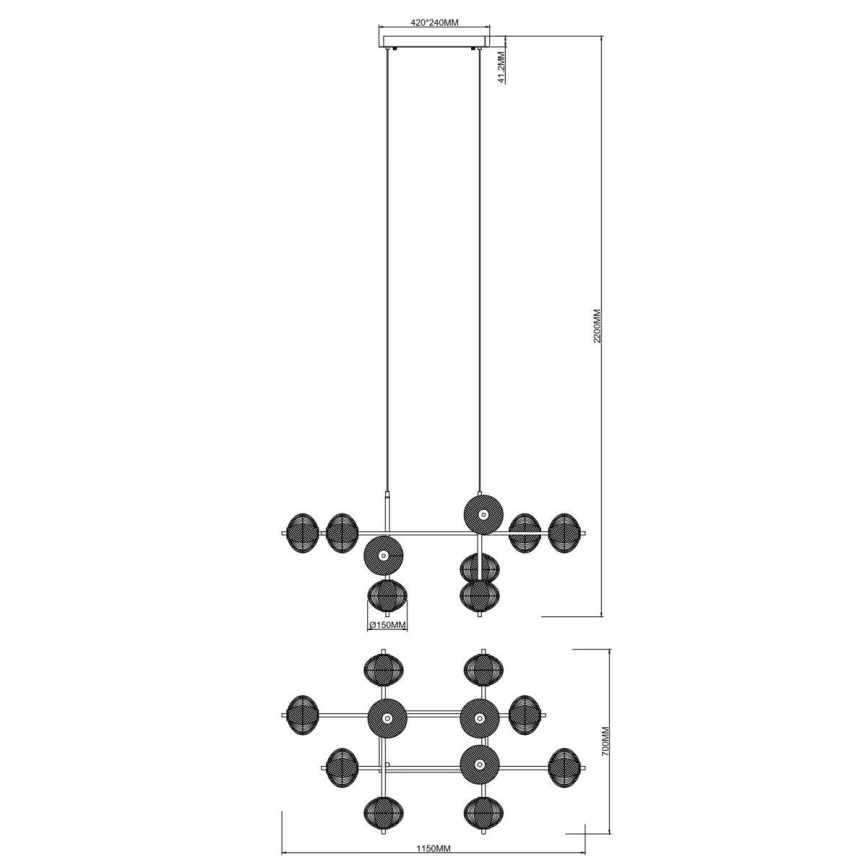 Zuma Line - LED φωτιστικό οροφής με ανάρτηση καλωδίου LED/63W/230V χρυσό