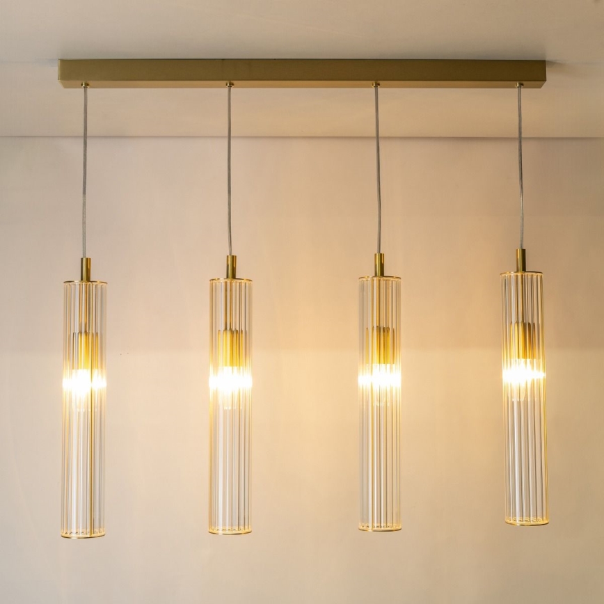 Zuma Line - Κρεμαστό φωτιστικό με καλώδια 4xE14/7W/230V χρυσό