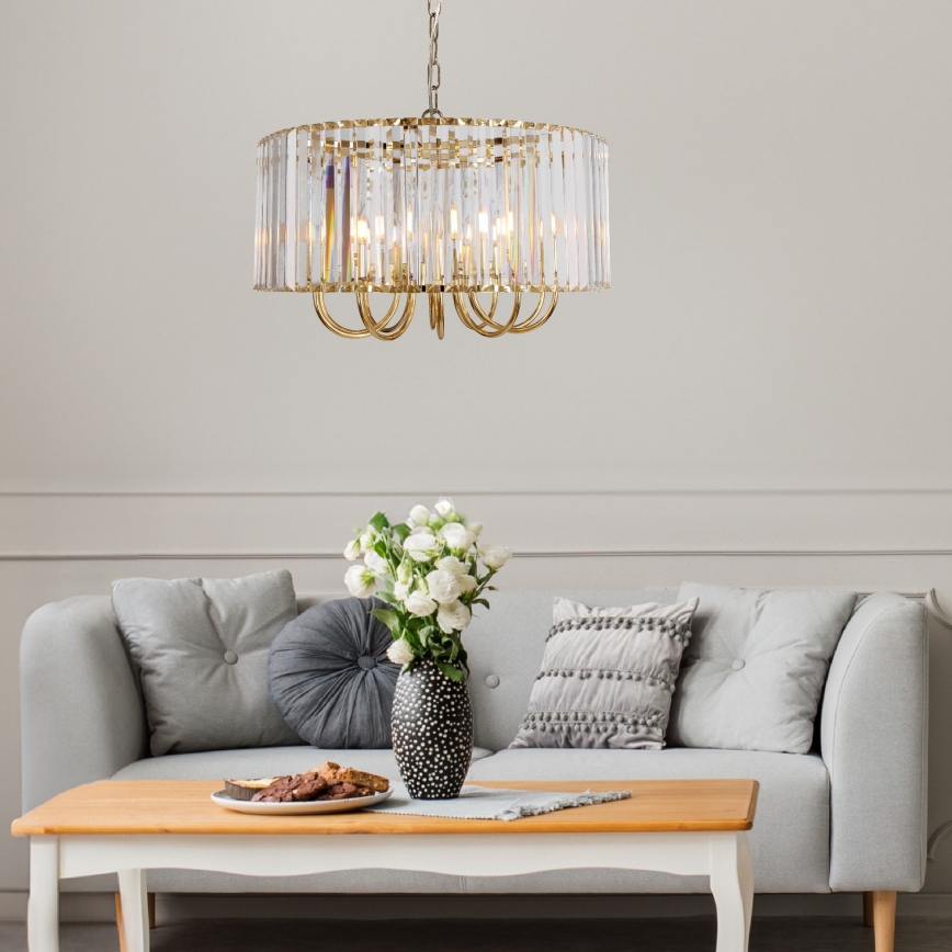 Zuma Line -  Κρεμαστό φωτιστικό οροφής PARIS 6xE14/40W/230V χρυσαφί