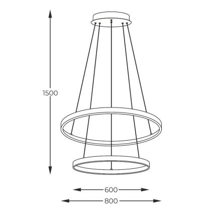Zuma Line -  Κρεμαστό φωτιστικό οροφής LED LED/60W/230V 3000/4000/6000K διάμετρος 80 cm μαύρο