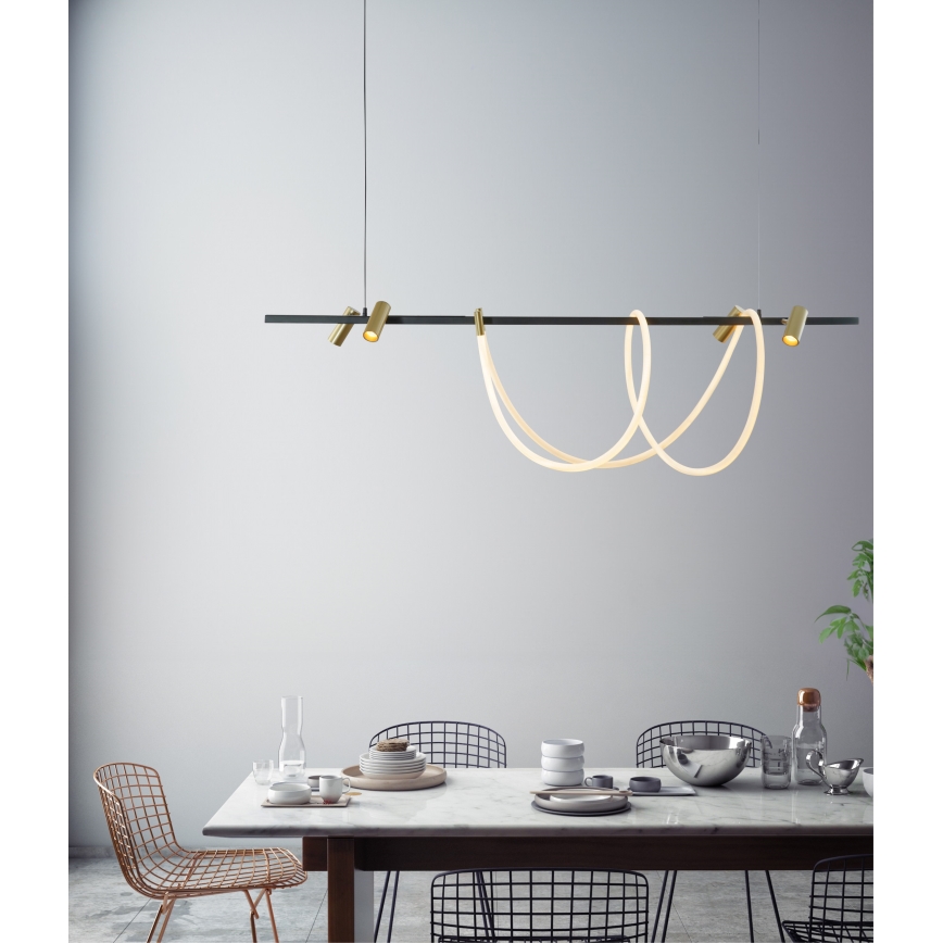 Zuma Line - Led Dimmable κρεμαστό φωτιστικό οροφής LED/60W + LED/7,5W/230V 2700-6000K μαύρο/χρυσό + τηλεχειριστήριο