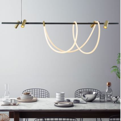Zuma Line - Led Dimmable κρεμαστό φωτιστικό οροφής LED/60W + LED/7,5W/230V 2700-6000K μαύρο/χρυσό + τηλεχειριστήριο