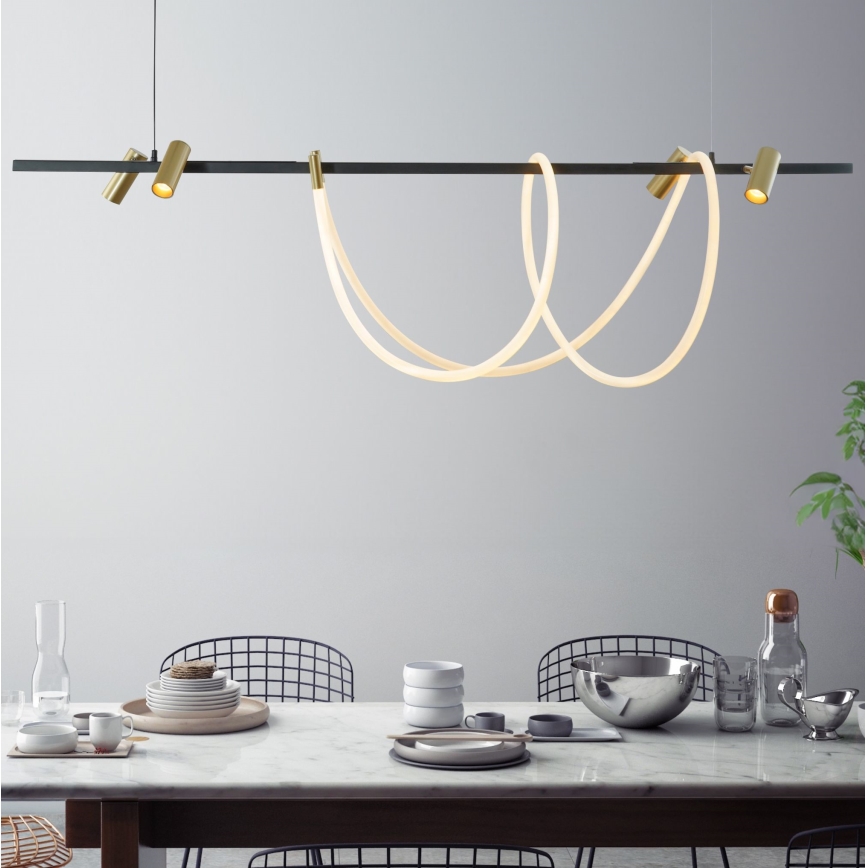 Zuma Line - Led Dimmable κρεμαστό φωτιστικό οροφής LED/60W + LED/7,5W/230V 2700-6000K μαύρο/χρυσό + τηλεχειριστήριο