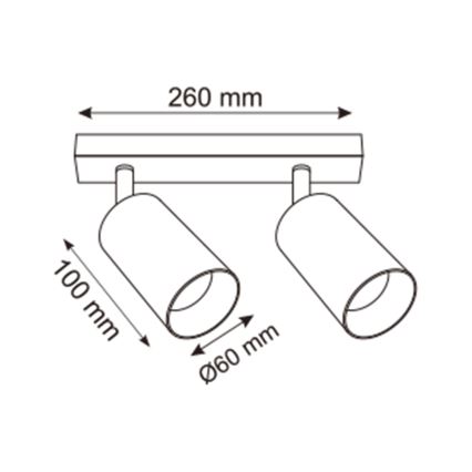 Zuma Line - Φωτιστικό σποτ 2xGU10/50W/230V μαύρο/γκρι