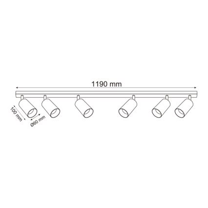 Zuma Line - Φωτιστικό σποτ 6xGU10/50W/230V μαύρο/γκρι