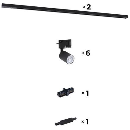 Zuma Line - Σποτ φωτιστικό για σύστημα ράγας 6xGU10/10W/230V μαύρο + αξεσουάρ ράγας