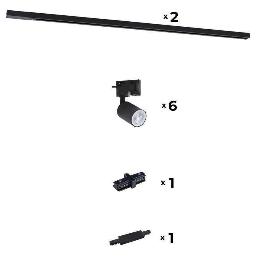 Zuma Line - Σποτ φωτιστικό για σύστημα ράγας 6xGU10/10W/230V μαύρο + αξεσουάρ ράγας