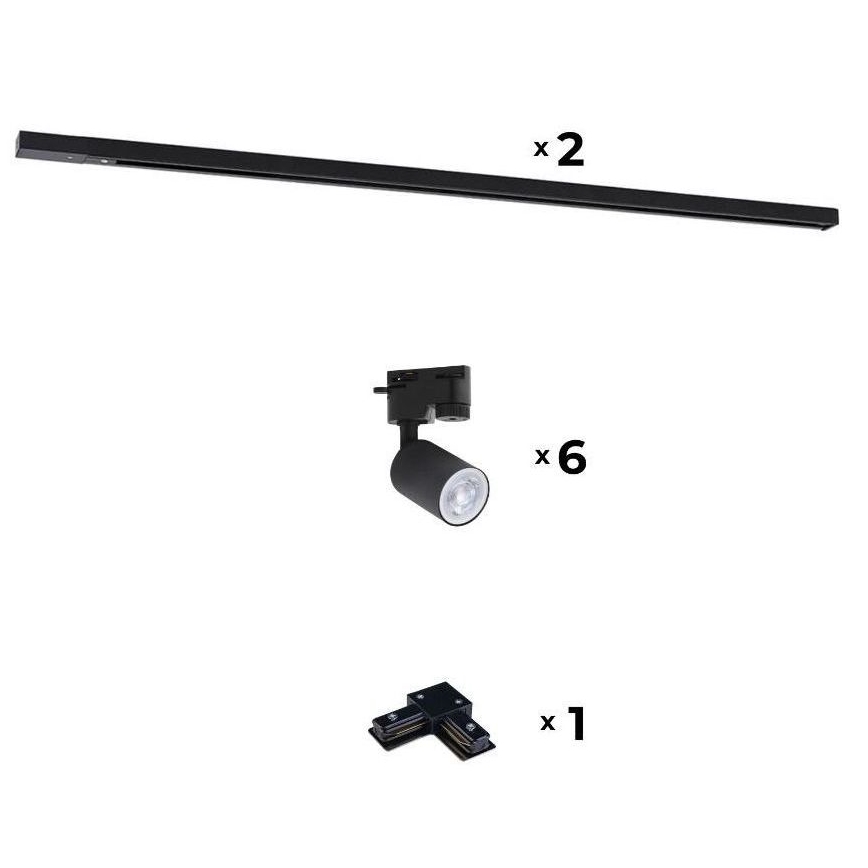Zuma Line - Σποτ για σύστημα ράγας 6xGU10/10W/230V μαύρο + rail accessories