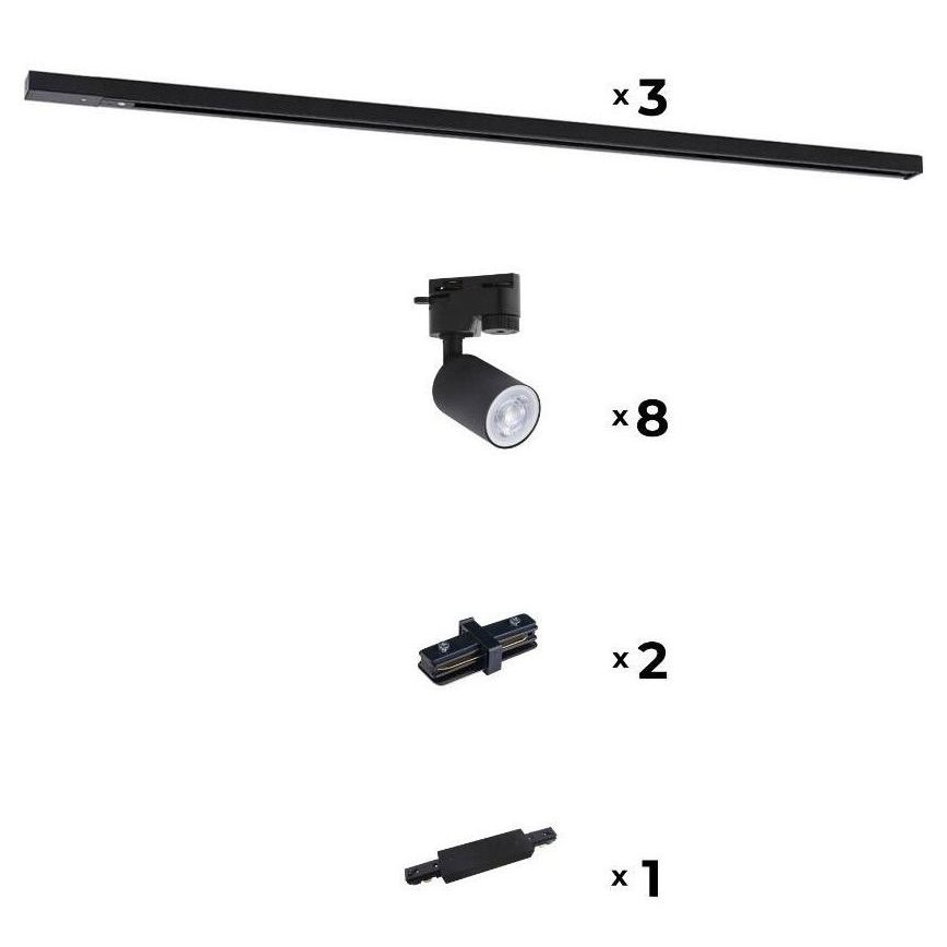 Zuma Line - Σποτ για σύστημα ράγας 8xGU10/10W/230V μαύρο + rail accessories
