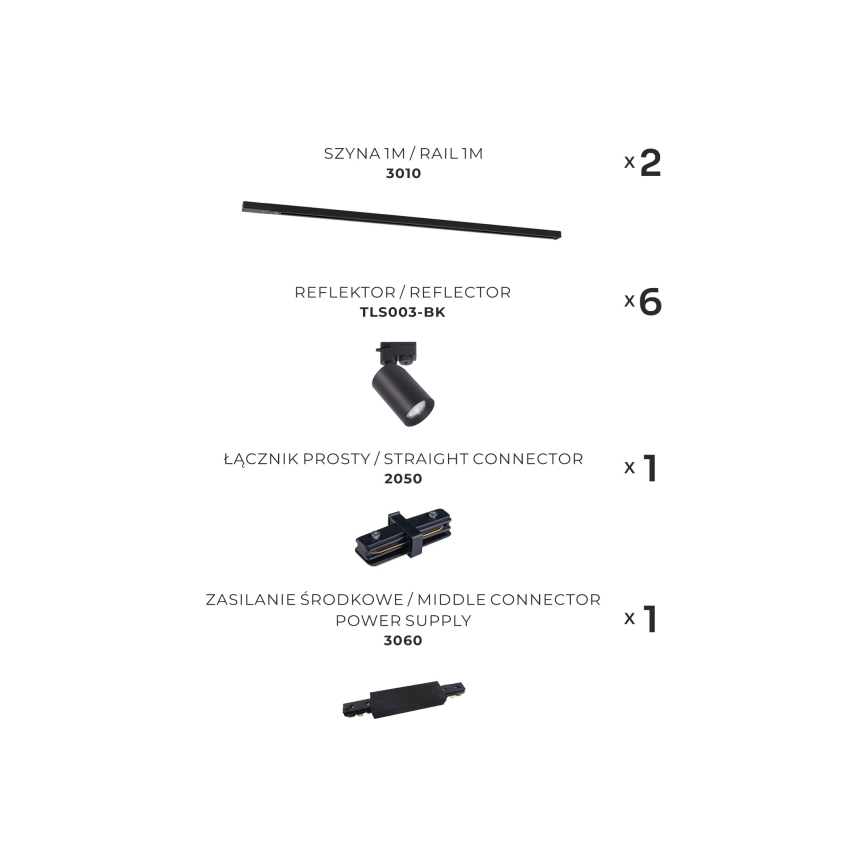 Zuma Line - Σποτ ράγας 6xGU10/35W/230V μαύρο