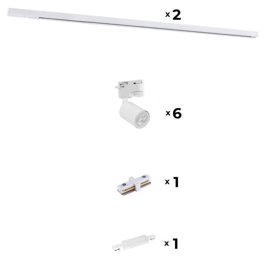 Zuma Line - Σποτ φωτιστικό για ράγα 6xGU10/10W/230V λευκό + αξεσουάρ ράγας