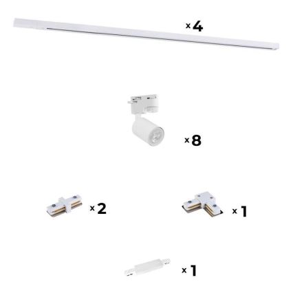 Zuma Line - Σποτ για σύστημα ράγας 8xGU10/10W/230V λευκό + rail accessories