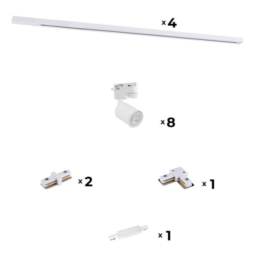 Zuma Line - Σποτ για σύστημα ράγας 8xGU10/10W/230V λευκό + rail accessories