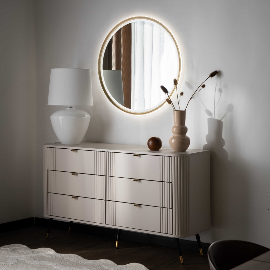 Zuma Line - LED επιτοίχιος καθρέφτης μπάνιου με περιμετρικό φωτισμό LED/36W/230V 3000/4000/6000K Ø 80 cm IP44 ορείχαλκος