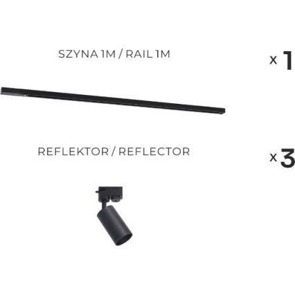 Zuma Line - Σποτ για ράγα 3xGU10/35W/230V, μαύρο