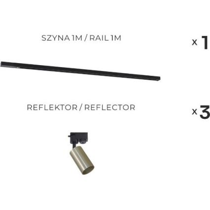 Zuma Line - Σποτ σε σύστημα ράγας 3xGU10/35W/230V μαύρο/χρυσό