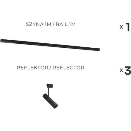 Zuma Line - Σποτ φωτιστικό σε σύστημα ράγας 3xGU10/35W/230V μαύρο