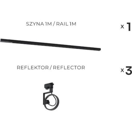 Zuma Line - Σποτ φωτιστικό σε σύστημα ράγας 3xGU10/15W/230V μαύρο