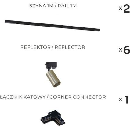 Zuma Line - Σποτ σε σύστημα ράγας 6xGU10/35W/230V μαύρο/χρυσό