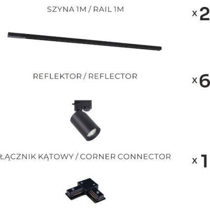 Zuma Line - Σποτ φωτιστικό σε σύστημα ράγας 6xGU10/35W/230V μαύρο