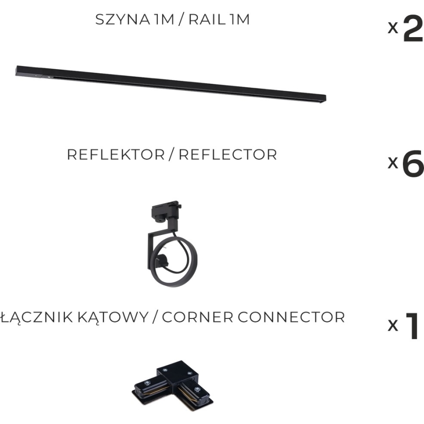 Zuma Line - Σποτ φωτιστικό σε σύστημα ράγας 6xGU10/15W/230V μαύρο