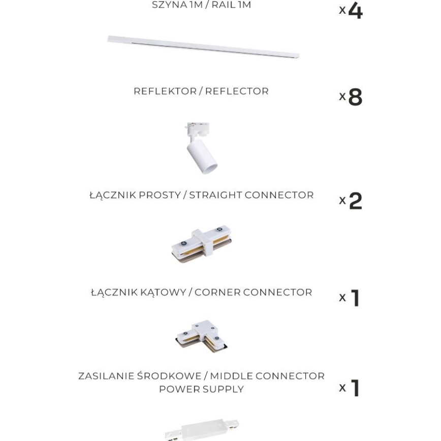 Zuma Line - Σποτ φωτιστικό σε σύστημα ράγας 8xGU10/35W/230V λευκό