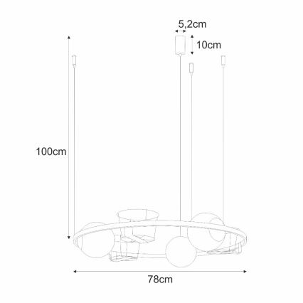 Zuma Line - Κρεμαστό φωτιστικό οροφής 3xE27/40W/230V μαύρο