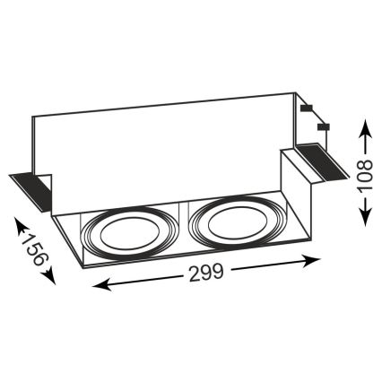 Zuma Line - Χωνευτό φωτιστικό 2xGU10-AR111/15W/230V λευκό