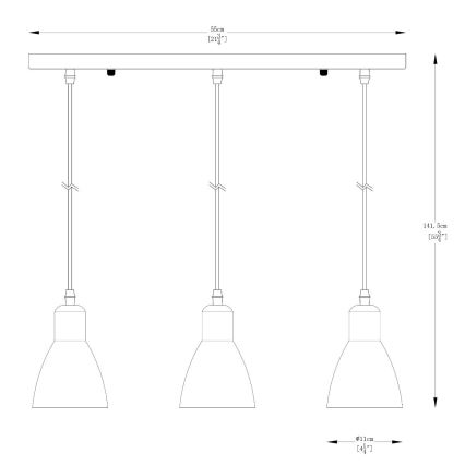 Zuma Line - Πολύφωτο με συρματόσχοινο 3xE27/40W/230V ανθρακί