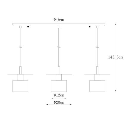 Zuma Line - Πολύφωτο με συρματόσχοινο 3xE27/40W/230V χρυσαφί