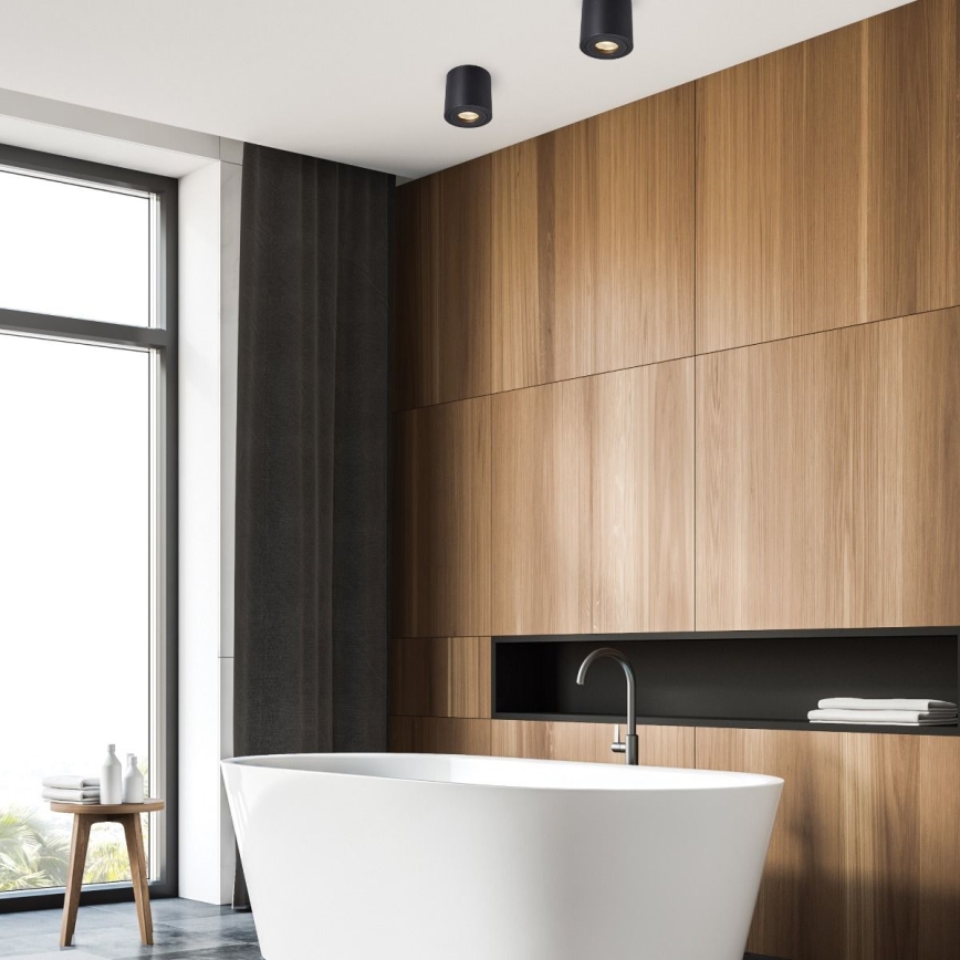 Zuma Line - LED RGBW ρυθμιζόμενο σποτ μπάνιου 1xGU10/6W/230V IP44 μαύρο + τηλεχειριστήριο