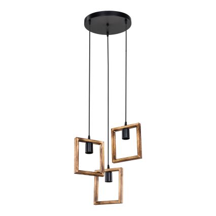 Zuma Line - Κρεμαστό φωτιστικό οροφής 3xE27/20W/230V πεύκο/μαύρο