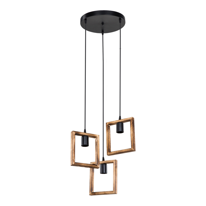 Zuma Line - Κρεμαστό φωτιστικό οροφής 3xE27/20W/230V πεύκο/μαύρο
